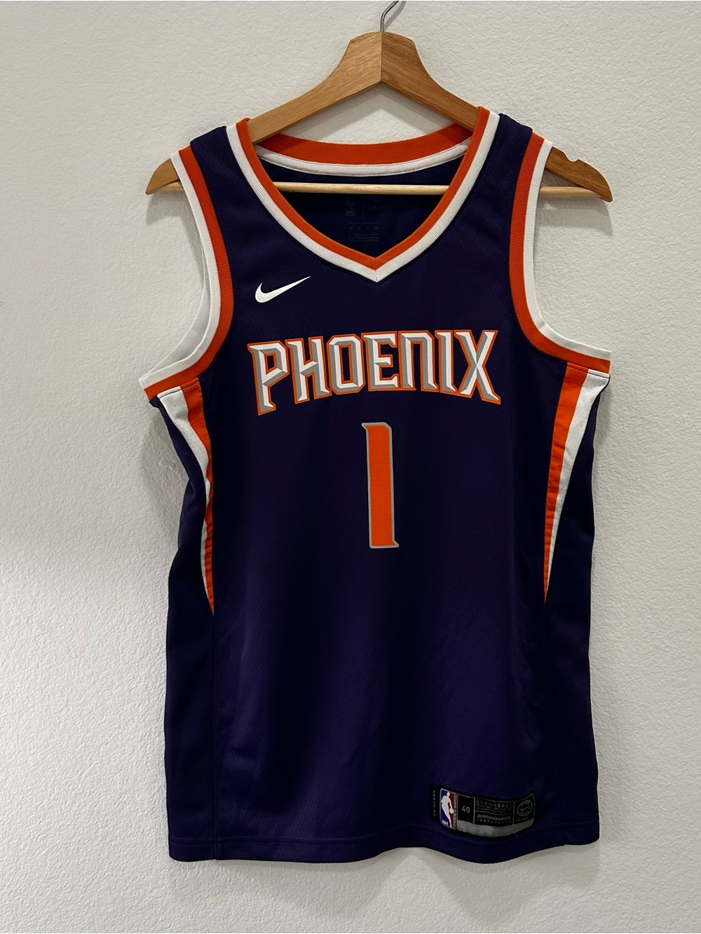 Nike Phoenix Suns Devin Booker #1 NBA Swingman Jersey Purple Men's Size 40